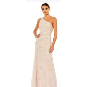 MAC DUGGAL Pink Embellished One Shoulder Strappy Trumpet Gown Size 8 NWT 9168